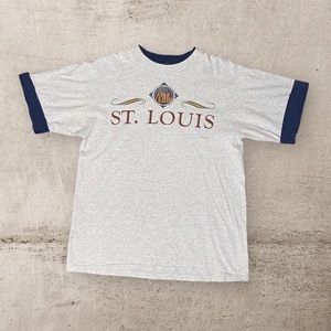 Vintage 1990s St. Louis Souvenir Double Layer Sleeve Graphic T-Shirt